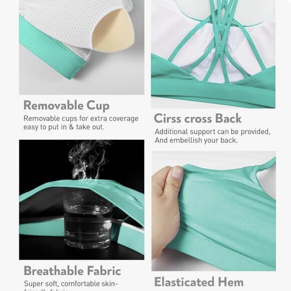 WORN ONCE: RUNNING GIRL Sports Bras Medium Support, Criss-Cross Strappy XL - Picture 6 of 10